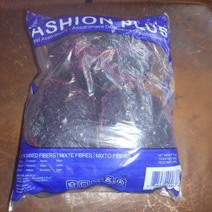 14 oz. Bag Fashion Plus Mill End Mixed Fiber Yarn Color Black Purple Grey Combo